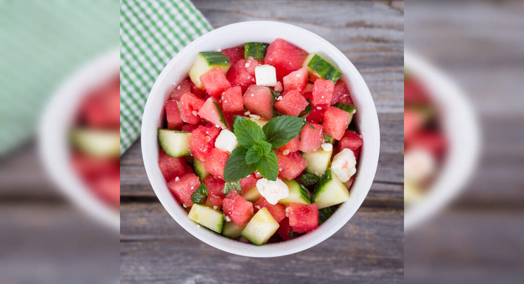 Cucumber Watermelon Salad Recipe: How to Make Cucumber Watermelon Salad Recipe | Homemade Cucumber W