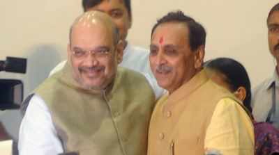 Amit Shah, CM Vijay Rupani meet Vaghela