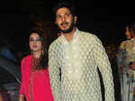 Amal Sufiya and Dulquer Salmaan arrive at the gala wedding ceremony