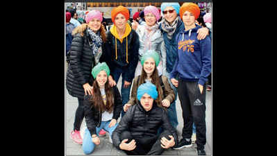 Turbans give a splash of colour to NY, London