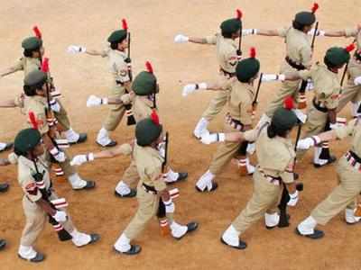 Jammu, India. 16th Jan, 2018. National Cadets Corps (NCC) march during the full  dress rehearsal for the Republic Day parade Credit: Shilpa Thakur/Pacific  Press/Alamy Live News Stock Photo - Alamy