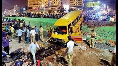 One dead, 4 hurt as school bus skids off road in Visakhapatnam