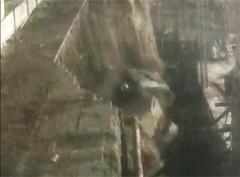 CCTV camera captures earth caving in at construction site of Surat
