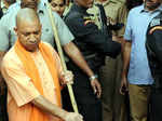 Photos of Yogi Aditynath with broom