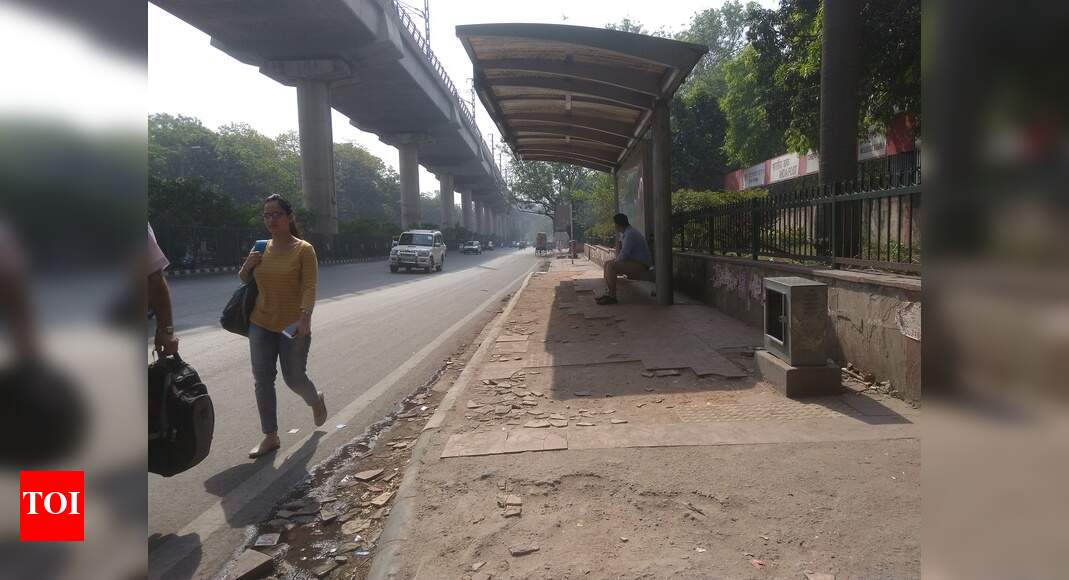 Broken floor of bus stand - Times of India