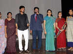 Irrfan Khan poses on the stage with principal Dr Vijay Datta and teachers