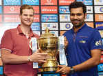 Rohit Sharma and Steve Smith pose with IPL trophy