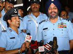 Sachin Tendulkar and Air Chief Marshall BS Dhanoa smile