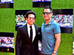 Sachin Tendulkar and Mahendra Singh Dhoni attend the premiere of Sachin: A Billion Dreams
