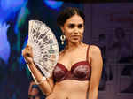 Model poses at Triumph lingerie fashion show