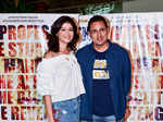 Pravin Dabas and Pooja Batra pose during the screening