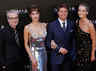 Director Alex Kurtzman​ poses with Annabelle Wallis, Tom Cruise and Sofia Boutella