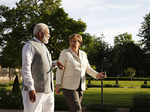 Narendra Modi and German Chancellor Angela Merkel at meseberg Palace