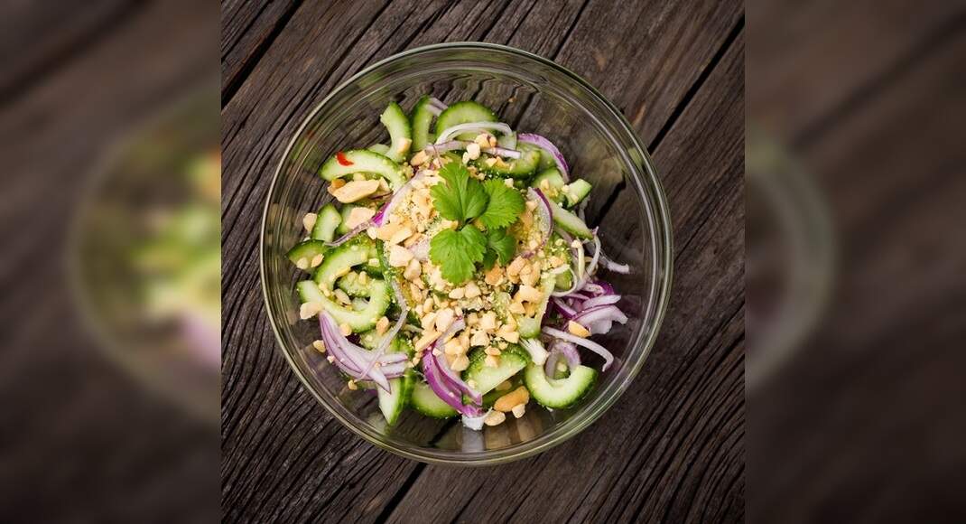Peanut Cucumber Salad Recipe: How to Make Peanut Cucumber Salad Recipe | Homemade Peanut Cucumber Sa