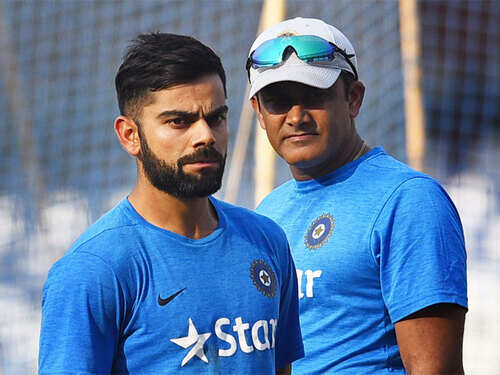 Rift under wraps as Anil Kumble sends throwdowns to Virat Kohli