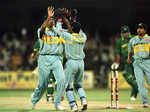 Venkatesh Prasad celebrates after taking wicket