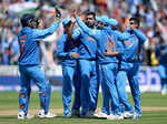 Indian Players celebrate after taking wicket