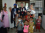 Brett Lee and Lana Anderson with Usha Banerji and kids