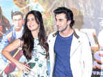 Katrina Kaif and Ranbir Kapoor smiles for the camera