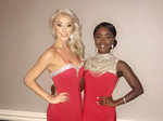 Ashley Powell poses with a contestant at Miss International UK 2017