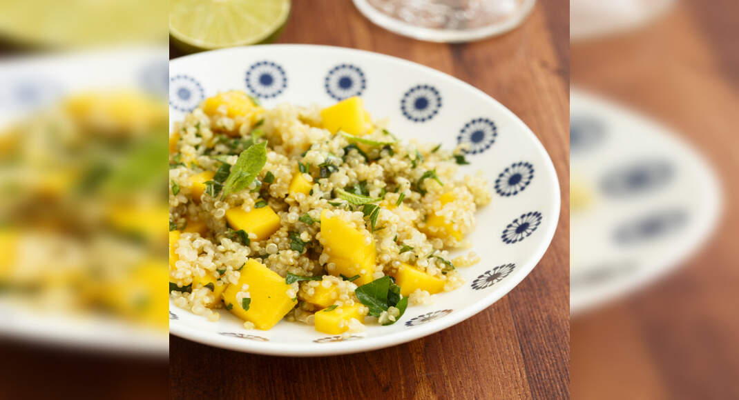 Mango Quinoa Salad Recipe: How to Make Mango Quinoa Salad Recipe | Homemade Mango Quinoa Salad Recip