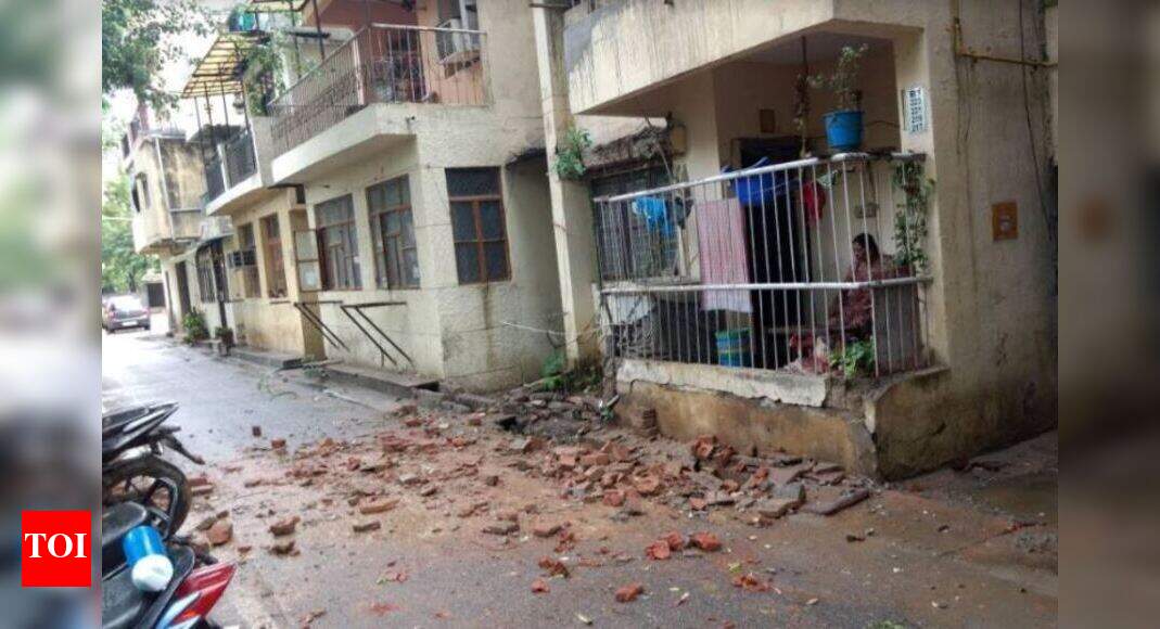 Balcony roof cavedin as heavy rain lashes Noida Noida News Times