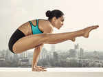 Lisa Haydon practices yoga
