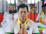 Sarbananda Sonowal practices yoga