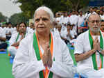 Mridula Sinha performs yoga