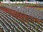 Army Jawans take part in a yoga session