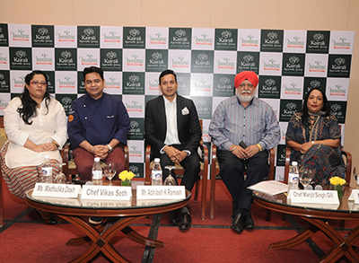 (L-R) Madhulika Dash, Chef Vikas Seth, Abhilash Ramesh, Chef Manjit Singh Gill, Gita Ramesh