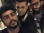 Arjun's selfie with Karan Johar and Ranveer Singh