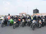 Lady bikers take part in a bike rally