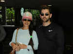 Neil Nitin Mukesh with wife at airport