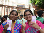 Women display new notes