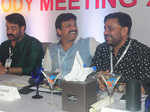 Dileep, Ganesh Kumar and Mohanlal at AMMA's annual general body meeting