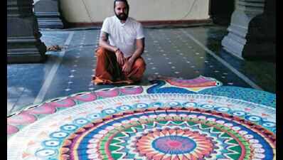 Rangoli Artist: Udupi: Engineer eyes PhD in rangoli, wants to promote ...