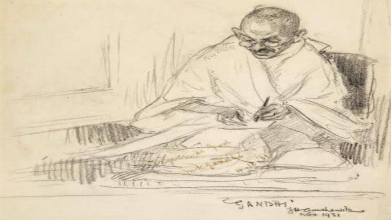 Buy National Painting Mahatma Gandhi (ART_8830_76454) - Handpainted Art  Painting - 11 in X 15in Handmade Painting by Kalpna Pal.  Code:ART_8830_76454 - Paintings for Sale online in India.