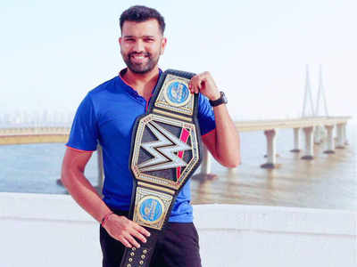 Rohit Sharma flaunts Mumbai Indians’ WWE Championship belt