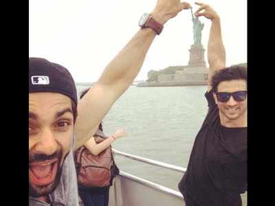 Sushant Singh Rajput and Karan Wahi exploring in New York