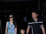 Divya Khosla Kumar with husband and son at airport