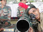 An NCC cadet attempts to find his target through the 84mm rocket launcher