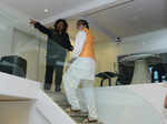 Amitabh Bachchan having a look at studio