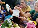 Devotees pour milk on 'shivling'