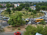 ​ A view of traffic jam at JW Marriot Chowk