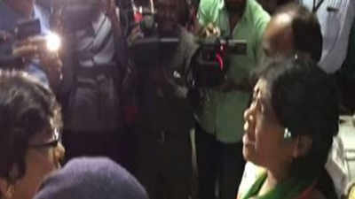 NCP disrupts State women commission president Vijaya Rahatkar's press conference