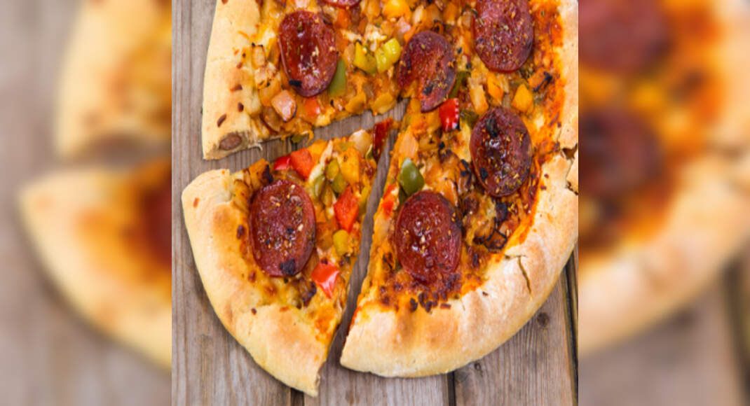 Salami Pizza Recipe: How to Make Salami Pizza Recipe | Homemade Salami Pizza Recipe