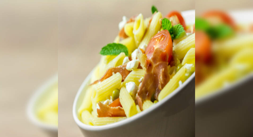 Ham and Pasta Salad Recipe: How to Make Ham and Pasta Salad Recipe | Homemade Ham and Pasta Salad Re