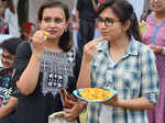 Aditi and Bhavika during a two-day vegetarian food festival