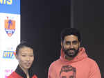 Abhishek Bachchan giving award to Wu Yang